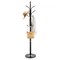 Black Freestanding Carbon Steel Coat Rack with Marble Base and 6 Hooks for Entryway Use